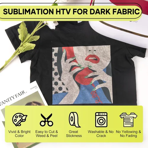 Miniatura 2 de HTVRONT Sublimación HTV para tela oscura/tela clara, paquete de 20 unidades de vinilo de sublimación brillante, espacios en blanco de sublimación