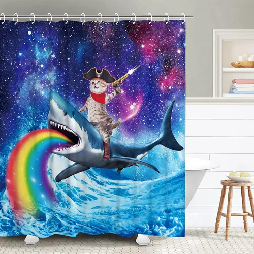 Miniatura 12 de RosieLily Cortinas de ducha para niños, 72 pulgadas de ancho x 72 pulgadas de alto, cortinas de ducha extra largas con ganchos, palabras divertidas