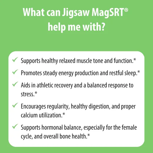 Miniatura 6 de Jigsaw Health MagSRT Suplemento de magnesio con vitamina B6, ácido fólico y B12 120 tabletas 30 porciones