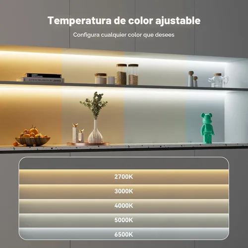 Miniatura 2 de PAUTIX COB - Tira de luces LED 2700K-6500K CCT sintonizable blanca de 24 pies con certificación UL, luces LED superbrillantes regulables de 24 V