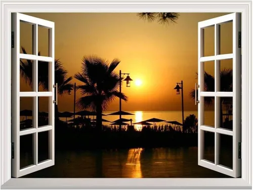 Miniatura 25 de Adhesivo de pared extraíble/mural de pared, semáforos de ciudad borrosa por la noche, decoración creativa de pared con vista de ventana, 24 x 32
