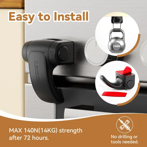 Miniatura 6 de EUDEMON 1 paquete de cerradura para horno, cerradura de puerta de horno a prueba de bebés, cerradura frontal de horno de seguridad para niños, fácil