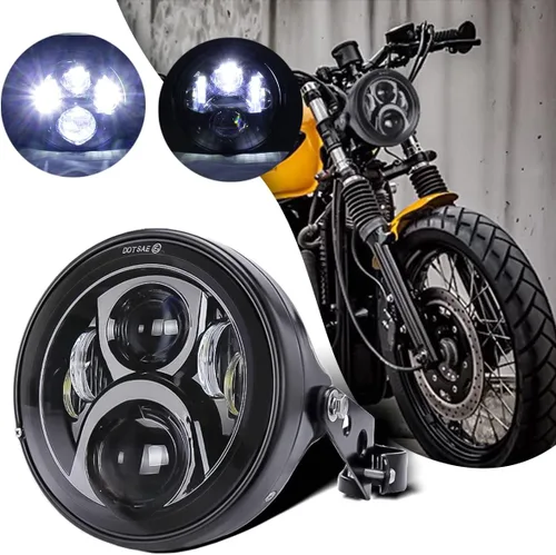 LEDUR Faro delantero LED de motocicleta de 7 pulgadas aprobado por DOT redondo alto/bajo con carcasa soportes de montaje de cubo para Road King