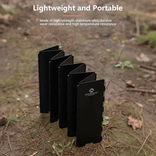 Miniatura 3 de Campingmoon - Estufa de campamento con 10 placas de aleación de aluminio plegable para estufa de campamento, bloqueador de viento para estufa de gas