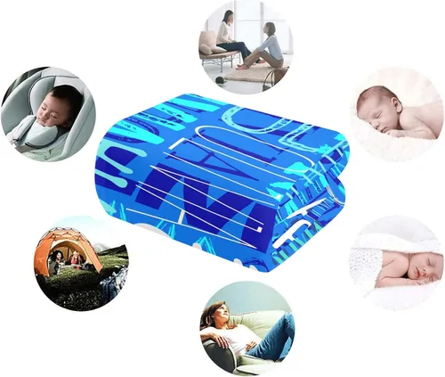 Miniatura 6 de Manta personalizada con nombre, regalos personalizados para mujeres, hombres, niños, bebés, niños y niñas (azul fluorescente, 40 x 50 pulgadas)