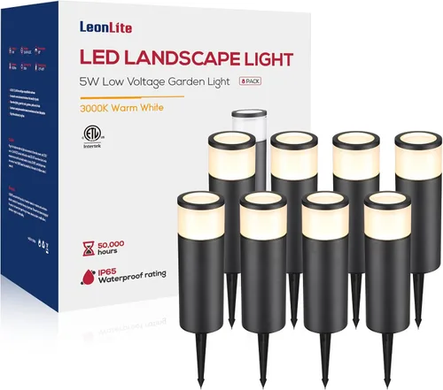 Miniatura 12 de LEONLITE Paquete de 8 luces de camino de bajo voltaje, luz LED de 4.5 W, bolardo de paisaje de 12 V, carcasa de aluminio, resistente al agua IP65, 5