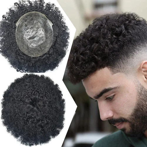 Miniatura 8 de LYRICAL HAIR Unidad de cabello humano de 0.236 in, onda de 0.236 in, unidad de cabello brasileño para hombres negros africanos americanos, #1B Negro