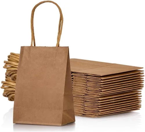 Miniatura 11 de Pequeña bolsa de papel lavanda con asa para recuerdos de fiesta, 6 x 4.5 x 2.5 pulgadas, para boda, cumpleaños, bolsa reciclada, paquete de 24
