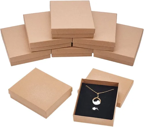 BENECREAT Paquete de 8 cajas rectangulares de cartón kraft de 5 x 4 x 1.3 pulgadas, cajas de regalo para aniversarios, bodas, cumpleaños