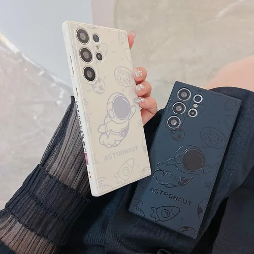 Miniatura 7 de Yonds Queen Funda ultra linda para Samsung Galaxy S22, diseño de astronauta de dibujos animados, diseño de cohete espacial, cubierta de parachoques