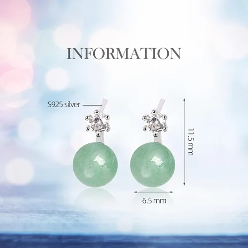 Miniatura 91 de Jade Earrings Studs,Green Jade Earrings for Women,925 Sterling Silver Earrings Studs for Sensitive Ears,Handmade Jade Earrings for Birthday
