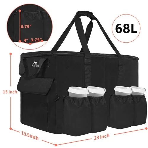 Miniatura 4 de MATEIN Bolsa aislante para entrega de alimentos, bolsa térmica XXXL para alimentos fríos y calientes, resistente al agua, plegable, para transporte