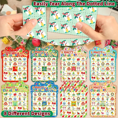 Miniatura 4 de 39 tarjetas de bingo de Navidad, 24 jugadores, lindo juego de bingo de Navidad para niños y adultos, suministros de fiesta, juegos familiares