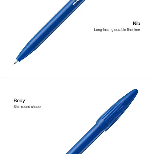 Miniatura 3 de MONAMI Plus Pen 3000 bolígrafos de punta de fieltro, punta fina (0.016 in), forro fino, escritura/diario/toma de notas en casa, escuela y oficina