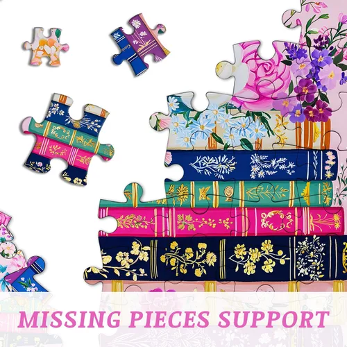 Miniatura 4 de PICKFORU - Rompecabezas de 1000 piezas con diseño de flores silvestres para adultos, diseño floral de primavera imposible para amantes de los libros