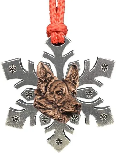 Miniatura 26 de Adorno navideño para colgar en la cabeza de collie con borde de peltre antiguo hecho a mano para decorar coronas y árboles de Navidad del hogar