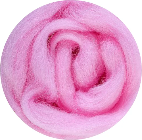 Miniatura 34 de 24 tipos de lana rosa, 4.23 oz (120 g), adecuado para fieltro húmedo y fieltro de aguja de telas hiladas de lana. Un paquete de prueba está Tonos