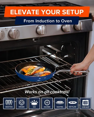 Miniatura 6 de Nuwave Lux - Colección de utensilios de cocina prémium de 13 piezas, cerámica azul Duralon Healthy G10 antiadherente, ultra duradero, sin PFAS