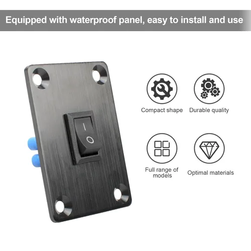 Miniatura 2 de 1 pieza Interruptor basculante negro KCD1 para barco, interruptor de panel SPST de 2 posiciones y 2 pines, 6A 250V CA 10A 125V CA, con 4 piezas