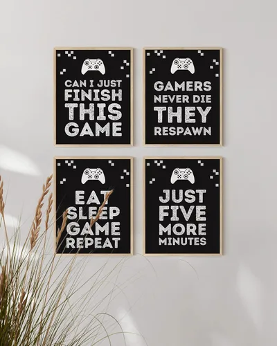 Miniatura 5 de Haus and Hues Pósteres de juegos para decoración de habitación de jugadores, juego de 4 pósteres de juegos de Xbox, decoración de juegos y Sin marco