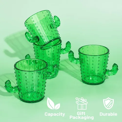 Miniatura 3 de ZZYFGH Vasos de chupito de cactus de plástico (juego de 12), 2 onzas, lindos vasos de tequila de cactus verdes para occidental, despedida