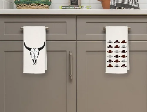 Miniatura 2 de QODUNG Juego de 4 toallas de mano de 16 x 24 pulgadas con diseño retro de howdy Western Cowboy Boots Hat Bull Skull Soft Towels de 16 x 24 pulgadas