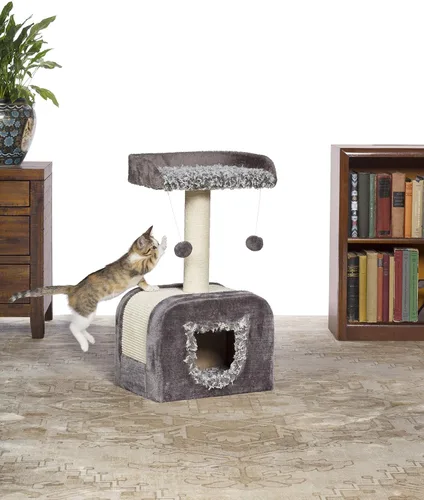 Miniatura 5 de Prevue Pet Products Kitty Power Paws Shag Hideaway - Árbol para gatos de interior y condominio con camas de felpa, perchas y poste rascador