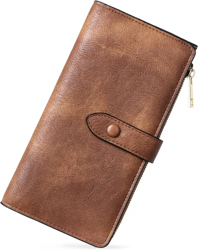Miniatura 32 de BOSTANTEN - Cartera de piel auténtica para mujer con bolsillo con cremallera), BL3162011Kcoffee