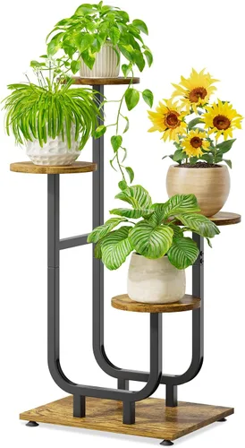 Miniatura 19 de iDavosic.ly Soporte para plantas de 3 niveles para interiores, estante de metal de esquina escalonada para múltiples flores, estante alto