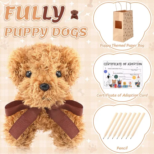 Miniatura 2 de HyDren Juego de 96 piezas de juguetes de peluche pequeños para perros de 4.7 pulgadas, bolsas de papel de peluche pequeños, tarjetas de adopción