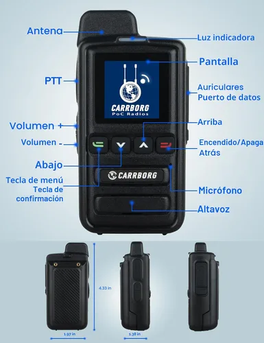 Miniatura 8 de CARRBORG X13 Global Rapid Walkie Talkies Radios bidireccionales de largo alcance (paquete de 2) Rango ilimitado Sin por vida Auricular