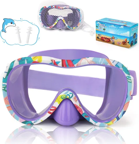 Miniatura 26 de iGym Gafas de natación para niños, máscara de buceo, máscara de buceo, gafas de natación con cubierta de nariz y correas elásticas cubierta y bolsa