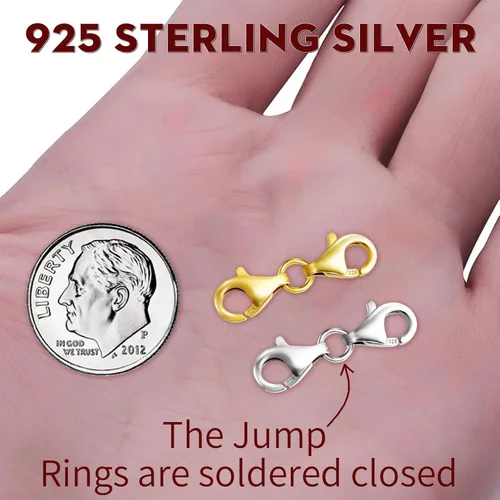 Miniatura 3 de Broche de langosta de plata de ley 925 con diseño de doble extremo, cierres y cierres, extensor de cadena, conector de doble garra, cierre