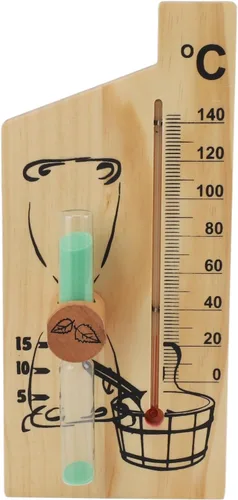Miniatura 6 de Karlak Sauna Thermometer Hourglass 15 Minute Sand Timer 0 to 140 Celsius Degree Temperature Wall Mount Sauna Accessory