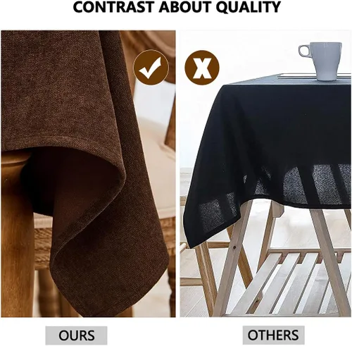 Miniatura 4 de Mantel para mesa rectangular de 55x71 pulgadas, de lino sintético, resistente a las arrugas e impermeable, color beige, para cocina, comedor
