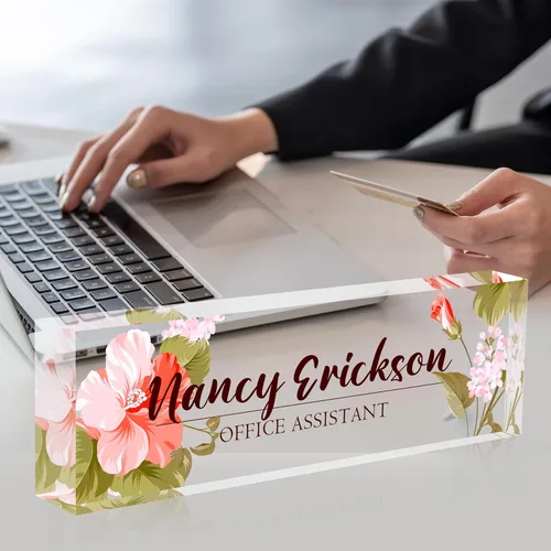 Miniatura 3 de Placa de nombre de escritorio personalizada, placas de identificación acrílicas personalizadas para escritorio, accesorio de oficina para mujeres