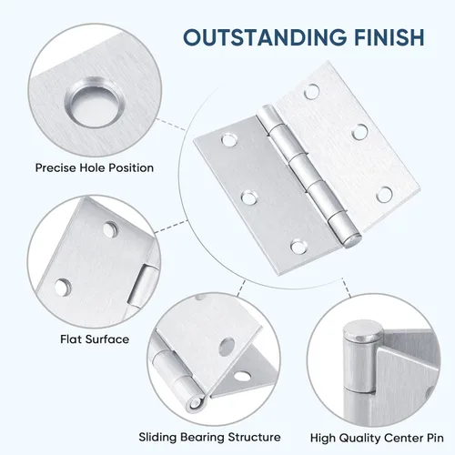 Miniatura 7 de TICONN Paquete de 6 bisagras de puerta de 3.5 pulgadas con pasador extraíble, herrajes para puertas residenciales bifold de hierro de 3-1/2 x 3-1/2