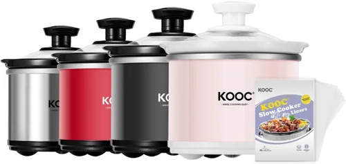Miniatura 10 de KOOC Olla de cocción lenta pequeña, 0.60 L, incluye revestimientos gratuitos, olla de cerámica mejorada, reducción de pérdida de nutrientes
