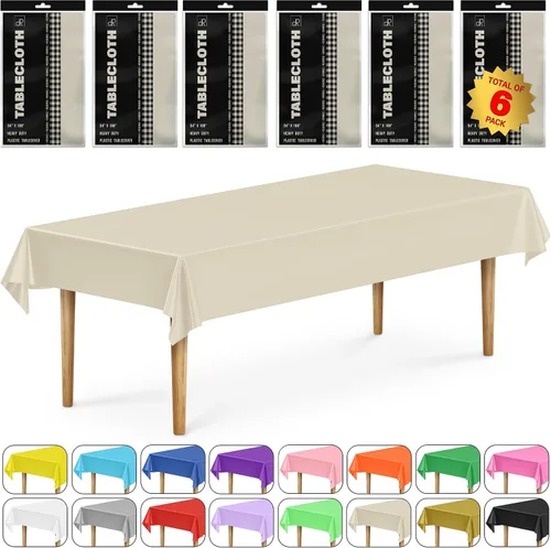 Miniatura 11 de DecorRack 2 Manteles rectangulares de plástico libres de BPA, 54 x 108 pulgadas, mantel de mesa para comedor, mantel rectangular para fiestas