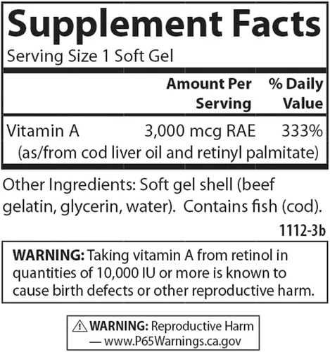 Miniatura 4 de Carlson - Vitamina A, 10000 UI (3000 mcg RAE), Visión Health, 250 cápsulas blandas