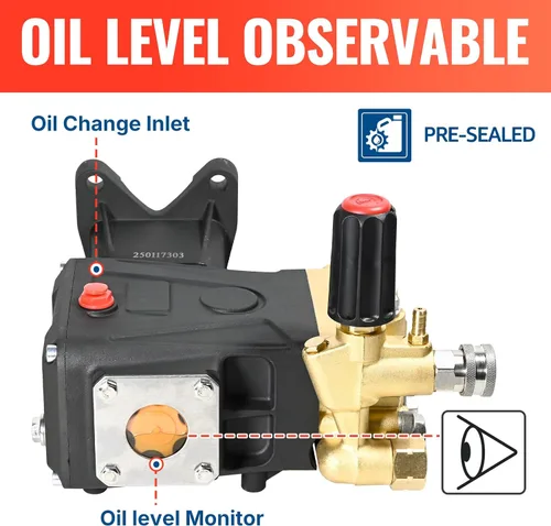 Miniatura 4 de YAMATIC Bomba de hidrolavadora horizontal de émbolo triple eje de 1 pulgada 4000 PSI 3.5 GPM, repuesto para Simpson AAA 90034, 90039,90038, Honda