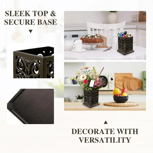 Miniatura 4 de jogreful Soporte para Utensilios de Cocina, Olla de Cocina de Hierro Fundido para Encimera, Organizador Extra Grande de Utensilios con Base Café
