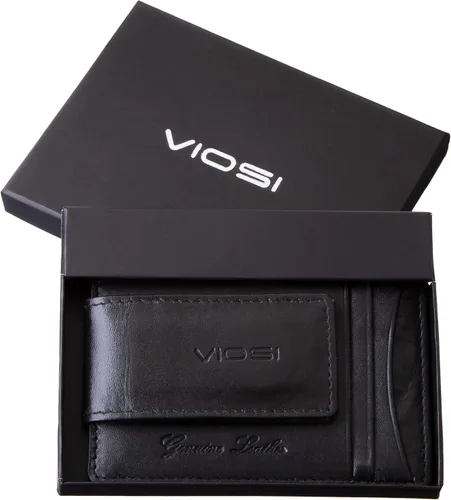 Miniatura 5 de Billetera con clip magnético con bolsa frontal de cuero de hombre, Viosi RFID, Negro