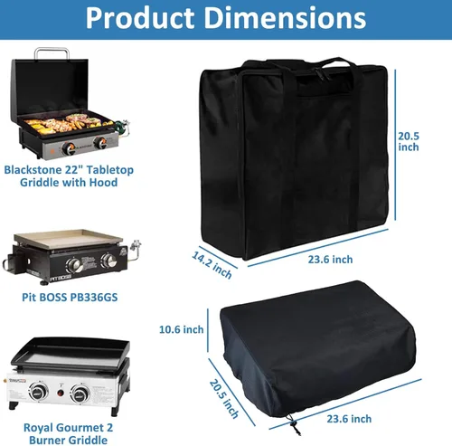 Miniatura 2 de Bolsa de transporte y cubierta para parrilla de mesa Blackstone de 22 pulgadas con capucha, para Pit BOSS PB336GS Camp Chef, para parrillas Royal