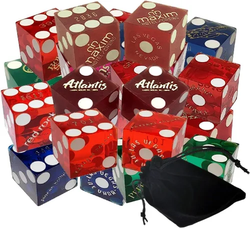 Miniatura 9 de Authentic Nevada Casino Dice Set 19mm Craps Dice (3 Pairs, 6 Dice) Table-Played Mixed Assortment Lake Tahoe Casinos