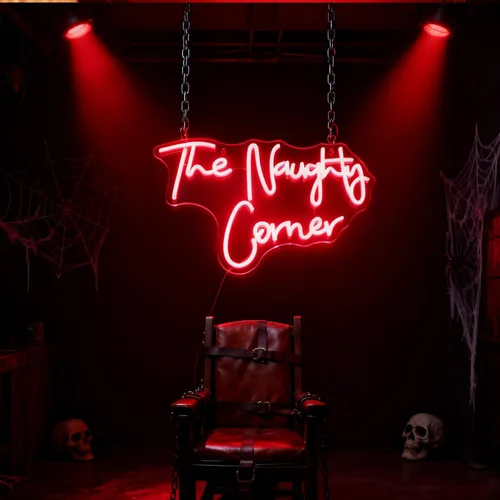 Miniatura 5 de QiaoFei Letrero LED de neón con texto en inglés "The Naughty Corner" con letras alimentadas por USB, luces de neón para habitación de niñas, hogar