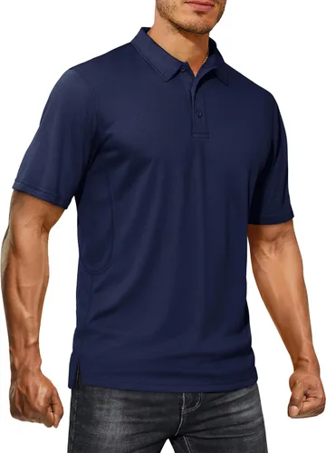 Miniatura 2 de CRYSULLY Camisas polo de manga corta para hombre, secado rápido, tácticas, con cuello, camisa de golf de piqué