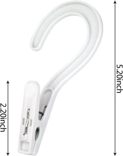 Miniatura 2 de Ganchos para ropa sucia, ganchos para botas, pasadores de ropa de plástico, clips para baño, viajes, portátil, color blanco (24 unidades)