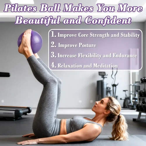 Miniatura 4 de RAINFLOW Pelota de ejercicio pequeña de 3 piezas, pelota de pilates de 9 pulgadas, pelota de yoga pequeña para estabilidad, terapia física, fitness