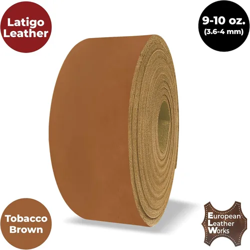 Miniatura 5 de ELW 9-10 oz (0.142-0.157 in) Latigo Cinturón de cuero Grado Correas y tiras Tamaño: 1"x84" (2.5x213cm) Marrón tabaco Piel de vaca de grano